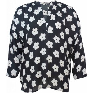 Sort Studio bluse m. hvidt blomster print