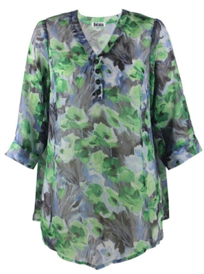Deluca bluse (Grøn - Flower print) Deluca bluse (Grøn - Flower print)