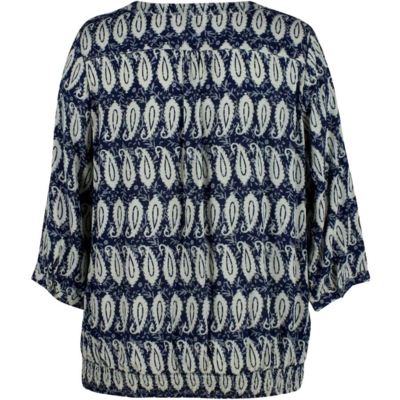 Deluca bluse m. blad print (Blå) Deluca bluse m. blad print (Blå)
