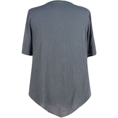 Mørkegrå Gozzip bluse m. print/broderi Mørkegrå Gozzip bluse m. print/broderi