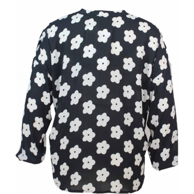 Sort Studio bluse m. hvidt blomster print