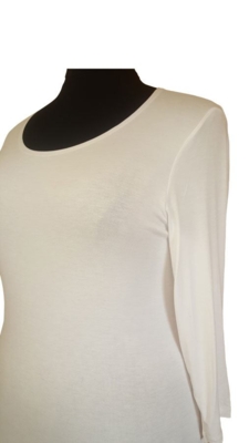 Hvid Handberg jersey bluse m. 3/4 lange ærmer Hvid Handberg jersey bluse m. 3/4 lange ærmer