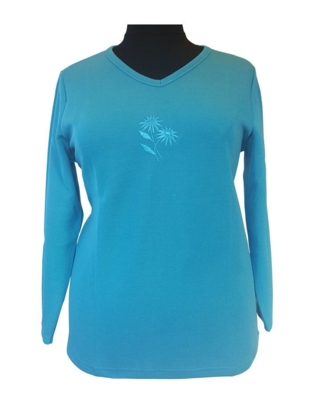 Turkis Handberg bluse m. V-hals