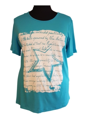 Turkis T-shirt m. hvidt print – Handberg Turkis T-shirt m. hvidt print – Handberg