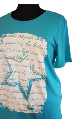 Turkis T-shirt m. hvidt print – Handberg Turkis T-shirt m. hvidt print – Handberg