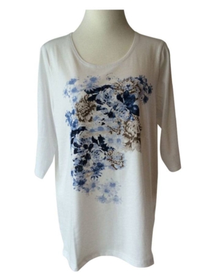 Hvid T-shirt m. 3/4 lange ærmer - Handberg Hvid T-shirt m. 3/4 lange ærmer - Handberg