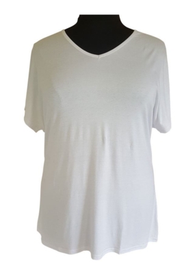 Hvid basis T-shirt med korte ærmer m. stræk Hvid basis T-shirt med korte ærmer m. stræk