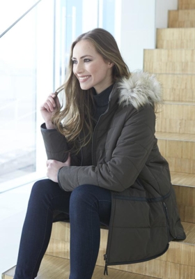 Loft Fashion Jakke m. aftagelig hætte (Mørk khaki)