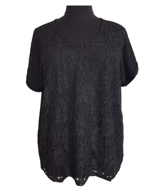 Sort bluse m. blonde front - Studio Sort bluse m. blonde front - Studio