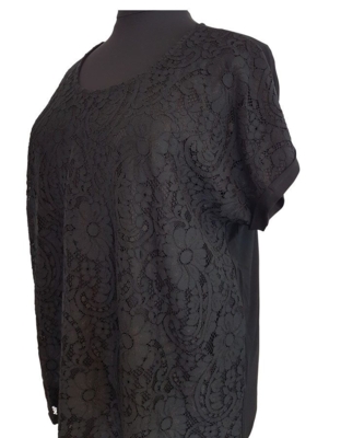 Sort bluse m. blonde front - Studio Sort bluse m. blonde front - Studio