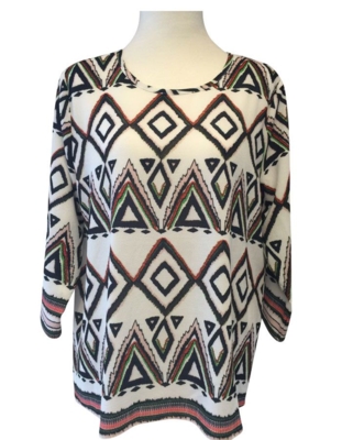 Off-White bluse m. grafisk print - OneMore Off-White bluse m. grafisk print - OneMore