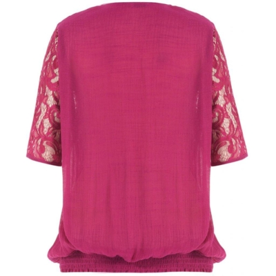 Crepet bluse m. blondedetaljer - Gozzip Crepet bluse m. blondedetaljer - Gozzip
