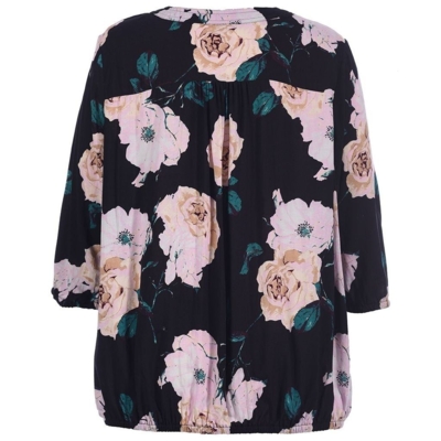 Elegant sort bluse m. blomsterprint - Gozzip Elegant sort bluse m. blomsterprint - Gozzip