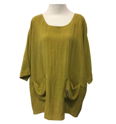 Luksus bluse m. 3/4 ærmer (Oliven) - Handberg Luksus bluse m. 3/4 ærmer (Oliven) - Handberg