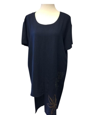 Eksklusiv navyblå bluse/tunika m. print - OneMore Eksklusiv navyblå bluse/tunika m. print - OneMore