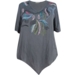 Mørkegrå Gozzip bluse m. print/broderi Mørkegrå Gozzip bluse m. print/broderi