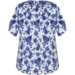 Hvid bluse m. blåt blomstret print - Studio