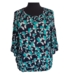 Turkis/Navyblå bluse m. 3/4 lange ærmer - Studio Turkis/Navyblå bluse m. 3/4 lange ærmer - Studio